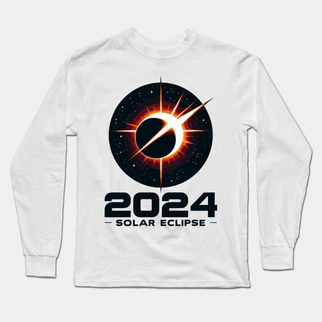 Cosmic Shadow: 2024 Solar Eclipse Spectacle Long Sleeve T-Shirt by WEARWORLD